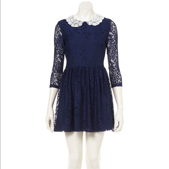 topshop blue lace dress